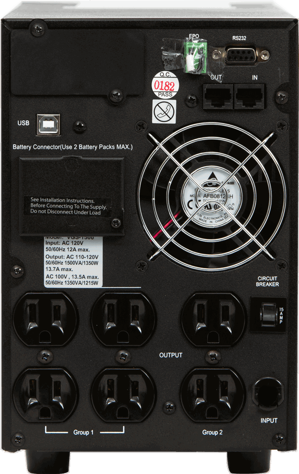 Back View - NXT Power Vanguard UPS